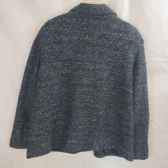 Sag Harbor Women's (20W) Black & Gray Tweed Lined Button Closure Jacket Coat - Picture 4 of 9